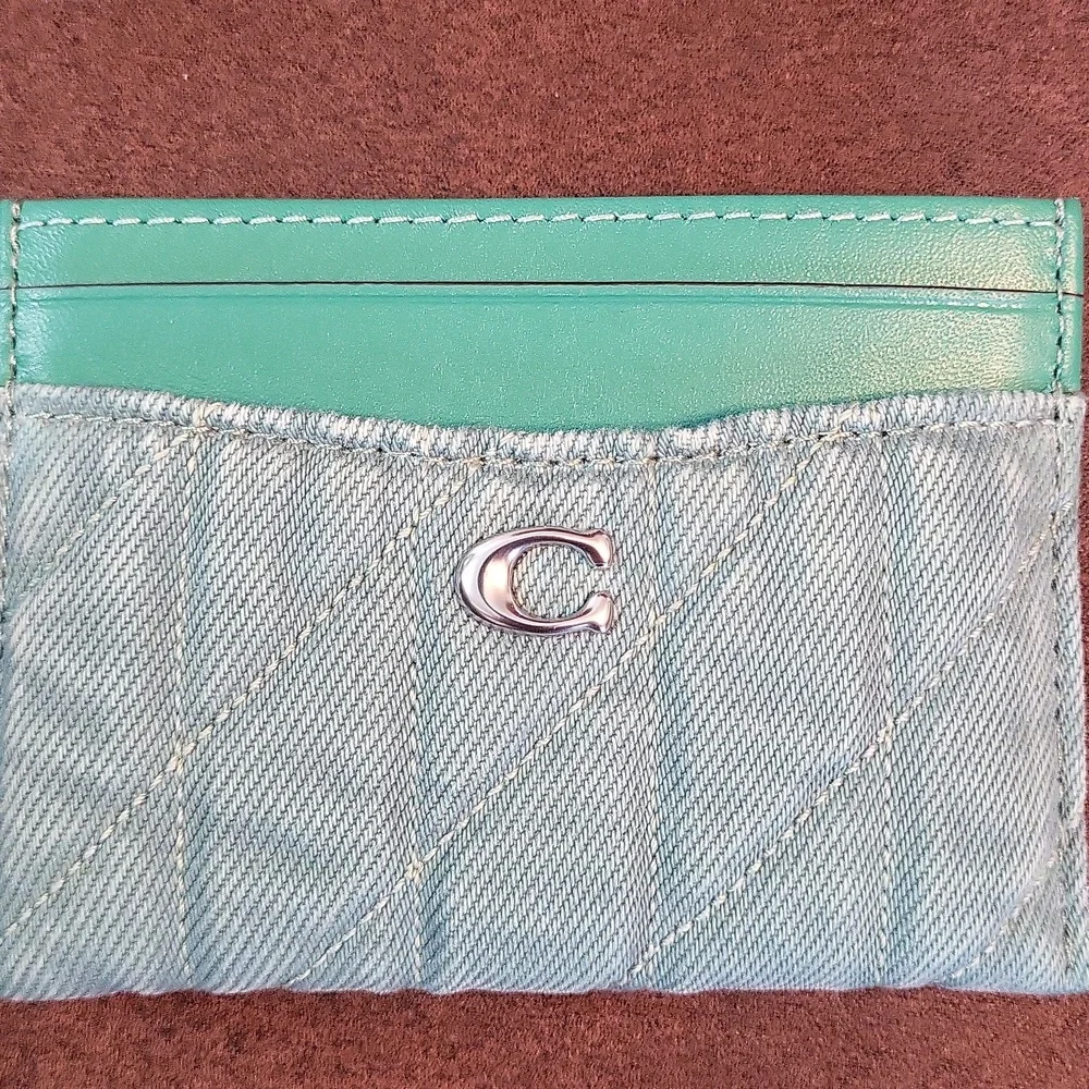 Coach Denim Essential Green Card Case